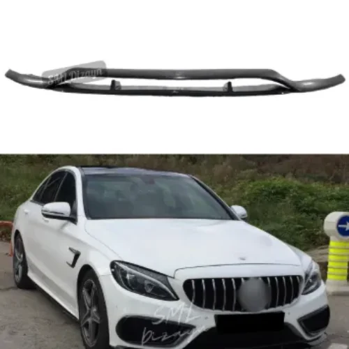 Mercedes W205 AMG C180 2-Piece Front Lip, Gloss Black Plastic